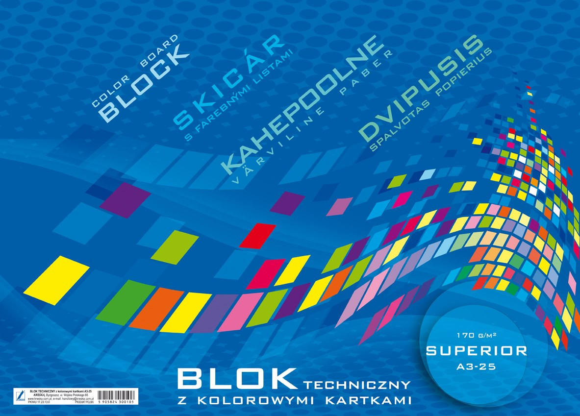 Blok techniczny A3 25k. kolorowy Kreska